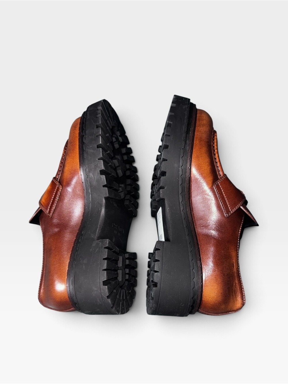 NEW! Prada Double Chocolate Leather Loafers US 8 - Picture 6 of 8